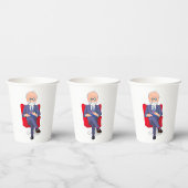 Psychologe im Anzug mit Notepad Sitzen Pappbecher