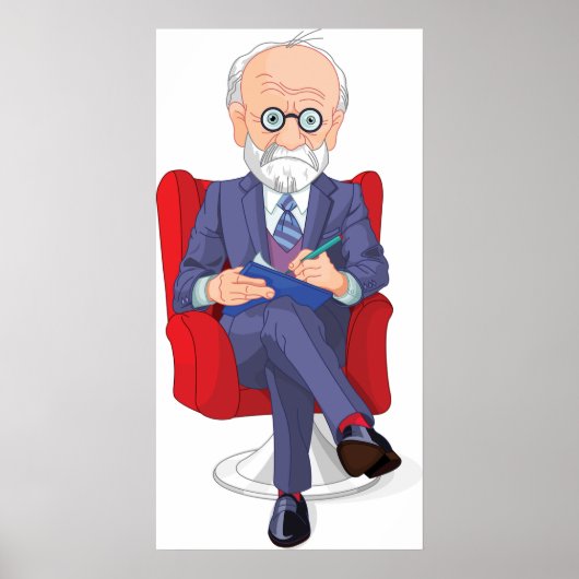 Psychologe im Anzug mit Notepad Sitzen Poster (Vorne)