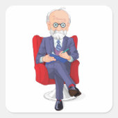 Psychologe im Anzug mit Notepad Sitzen Quadratischer Aufkleber (Vorderseite)