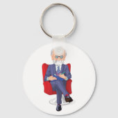 Psychologe im Anzug mit Notepad Sitzen Schlüsselanhänger (Rückseite)