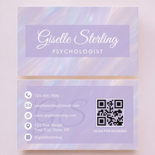 Psychologe Lila Pastell QR-Code Visitenkarte