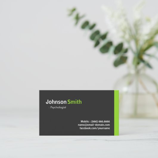 Psychologe - Modernes Minimalistisches Grün Visitenkarte (Stehend Vorderseite)