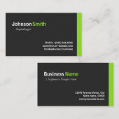 Psychologe - Modernes Minimalistisches Grün Visitenkarte (Vorne/Hinten)