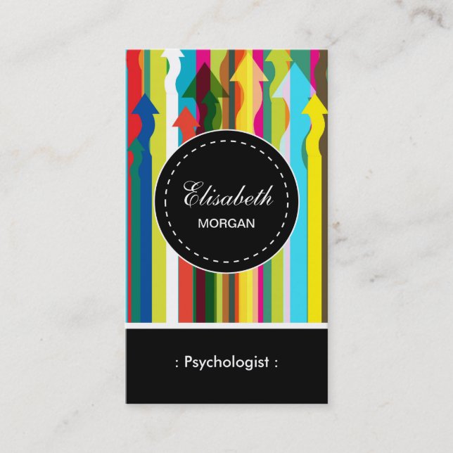 Psychologe - Muster für farbenfrohe Streifen Visitenkarte (Vorderseite)