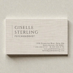 Psychologe Neutral Leinen Beige Visitenkarte
