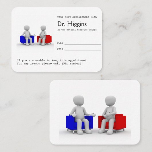 Psychologe oder Beraterin Erinnerung zur Ernennung Terminkarte (Vorne/Hinten)