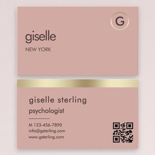 Psychologe Pink Gold QR Code Visitenkarte