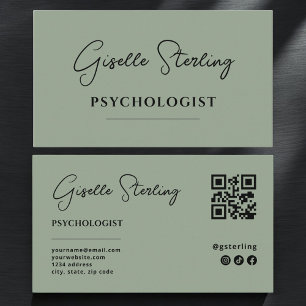 Psychologe Sage Green QR Code Visitenkarte