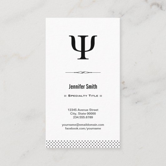 Psychologe - sauber und elegant, schwarz und weiß visitenkarte (Vorderseite)