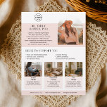 Psychologe Therapeut Logo Foto Blush Flyer<br><div class="desc">Dieser durchdachte Flyer ist ideal für Psychologen und Therapeuten, die Fachwissen mit Wärme und Klarheit kommunizieren möchten. Die weiche Blütenpalette, das abgerundete Porträtbild und die raffinierte Serifentypografie schaffen einen einladenden, aber polierten Eindruck und machen sie sowohl für klinische als auch für kreative therapeutische Praxen perfekt. Geben Sie Ihren Namen, Ihr...</div>