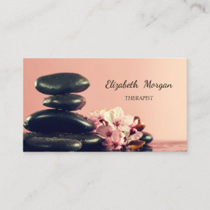 Psychologe Therapeut Schwarz Zen Steine Blume Visitenkarte