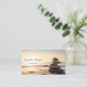 Psychologe Therapeutin Zen Stones Sunset Visitenkarte (Stehend Vorderseite)