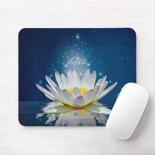 Psychologe Therapeutin Zen, White Lotus Blume Blau Mousepad (Mit Mouse)