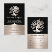 Psychologe Tree Moderne Schwarz & Gold Ernennung Terminkarte (Vorne/Hinten)