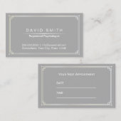 Psychologe-Verabredungs-Karten-schlichtes graues Terminkarte (Vorne/Hinten)