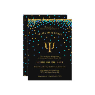 Psychologie Abschluss Einladung Blue & Gold Psi