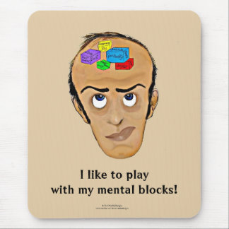 Psychologie-Spaß-Cartoon/Mann mit Geistesblöcken Mousepad
