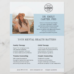 Psychologie Therapie Logo Foto Blau Flyer