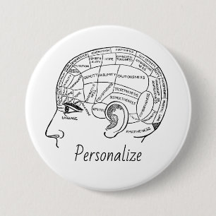 Psychologie Vintage Phrenologie Psychiatrie Button