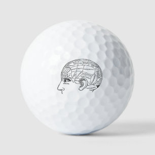 Psychologie Vintage Phrenologie Psychiatrie Gehirn Golfball