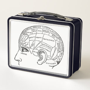 Psychologie Vintage Phrenologie Psychiatrie Gehirn Metall Brotdose