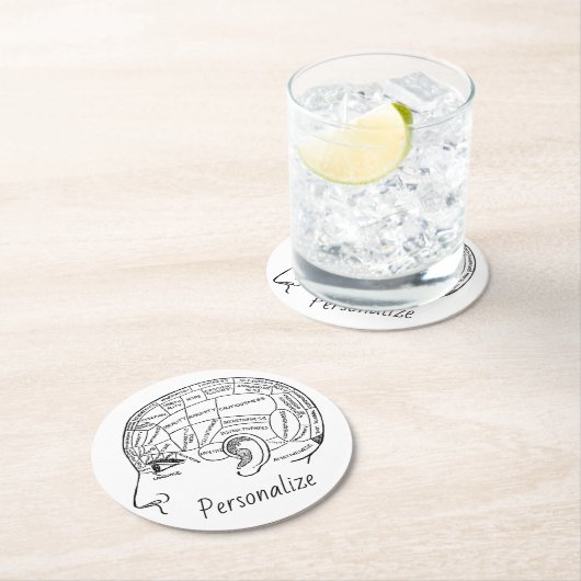 Psychologie Vintage Phrenologie Psychiatrie Runder Pappuntersetzer (Vor Ort)