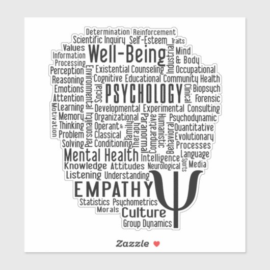 PSYCHOLOGIE Word Cloud Aufkleber (Blatt)