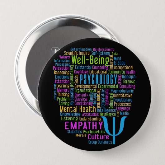 PSYCHOLOGIE Wort-Wolkenknopf Button (Vorne & Hinten)