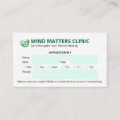 Psychologin Clinic Business | Moderne Ernennung Visitenkarte (Rückseite)