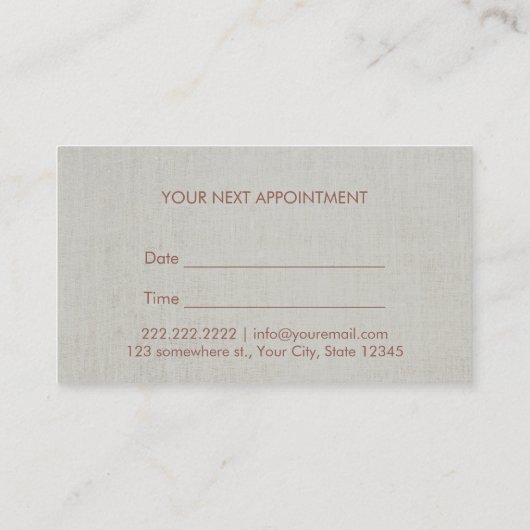 Psychologin Counselor Elegant Linen Ernennung Terminkarte (Rückseite)