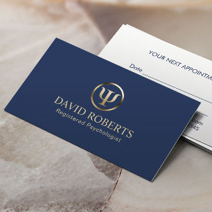 Psychologin Counselor Navy & Gold Ernennung Terminkarte