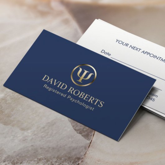 Psychologin Counselor Navy & Gold Ernennung Terminkarte