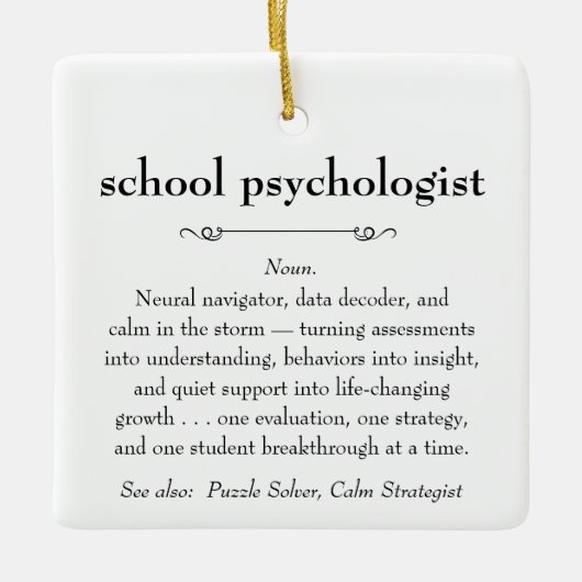 Psychologin der Schule Definition Danke Geschenk Keramikornament (Vorderseite)
