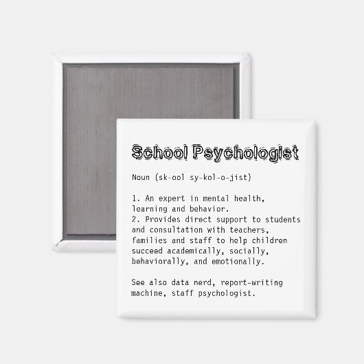 Psychologin der Schule Definition Magnet (Vorderseite/Rückseite)