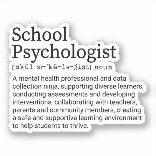 Psychologin der Schule Definition Schule Psycholog Aufkleber (Vorderseite)