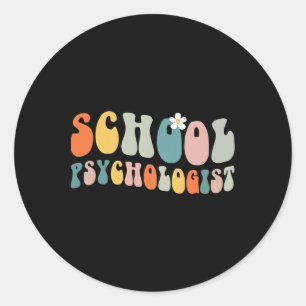 Psychologin der Schule Groovy Retro Vintag Psychol Runder Aufkleber