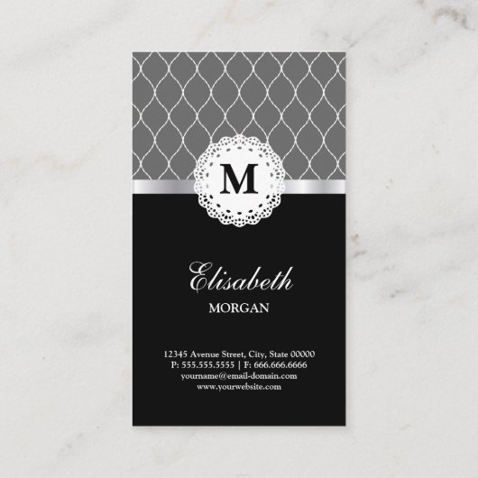 Psychologin Elegant Black Lace Pattern Visitenkarte (Rückseite)