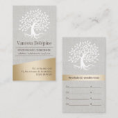 Psychologin Tree of Life Stilvoll Gold & Linen Terminkarte (Vorne/Hinten)