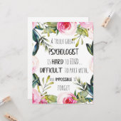 Psychologin Wertschätzung Danke Farewell Geschenk Karte (Vorderseite/Rückseite Beispiel)