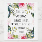 Psychologin Wertschätzung Danke Farewell Geschenk Weinetikett (Einzelnes Label)