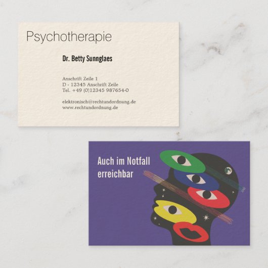 Psychologinnen visitenkarte (Vorne/Hinten)