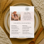 Psychologische Therapie Logo Foto Blush Flyer<br><div class="desc">Zeigen Sie Ihre Praxis im Bereich der psychischen Gesundheit mit diesem eleganten, vollständig anpassbaren Flyer - ideal für Psychologen, Therapeuten und Berater. Die sanften Farbtöne und das minimalistische Design vermitteln Wärme und Vertrauen, während das strukturierte Layout Ihre Kompetenz mit Klarheit und Professionalität unterstreicht. Fügen Sie Ihr Logo und Ihr Foto...</div>