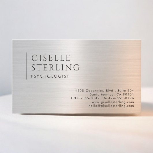Psychologist Brushed Metal Platinum Visitenkarte
