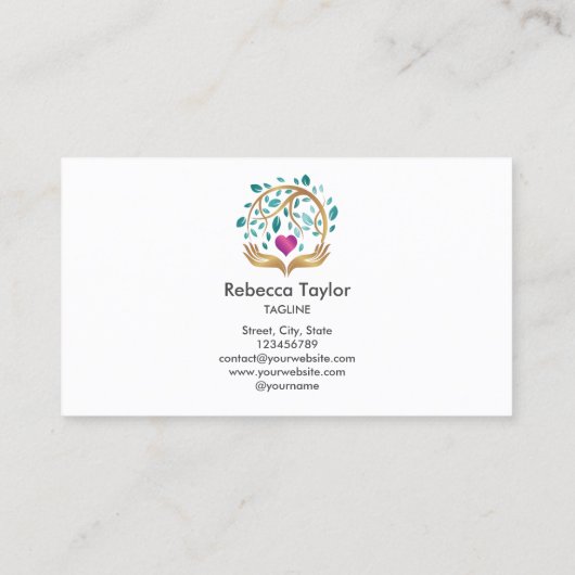 Psychologist Life Coach Tree of Life with Heart Visitenkarte (Rückseite)