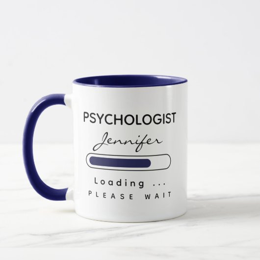 PSYCHOLOGIST [Name] Laden von Marine & White Tasse (Links)