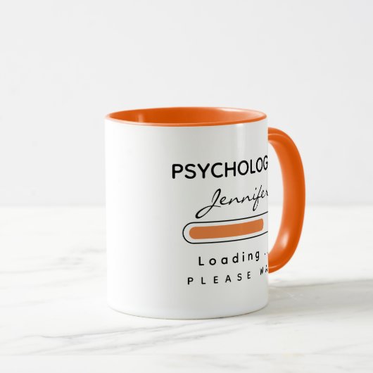 PSYCHOLOGIST [Name] Loading Orange & White Tasse (VorderseiteRechts)