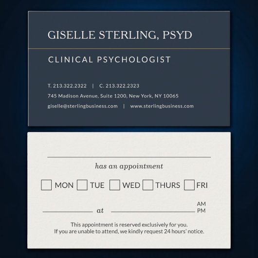 Psychologist Office Appointment Reminder Visitenkarte