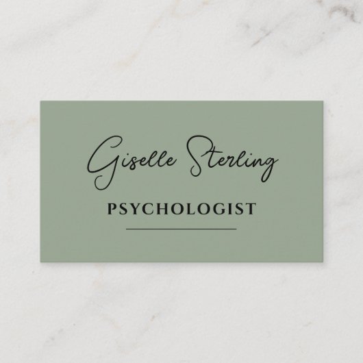 Psychologist Sage Green QR Code Visitenkarte (Vorderseite)