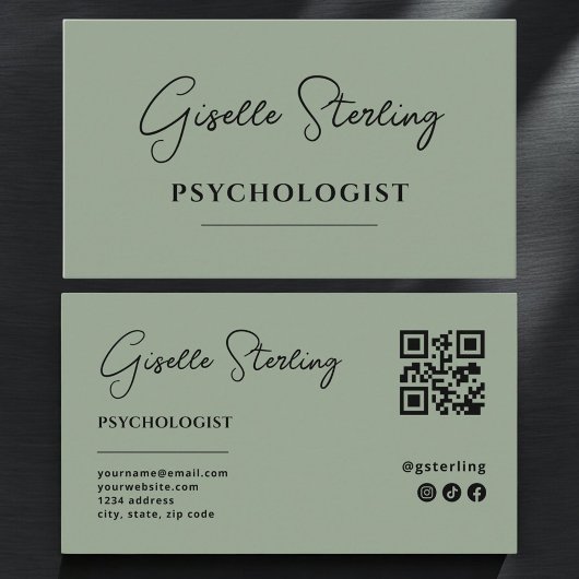 Psychologist Sage Green QR Code Visitenkarte