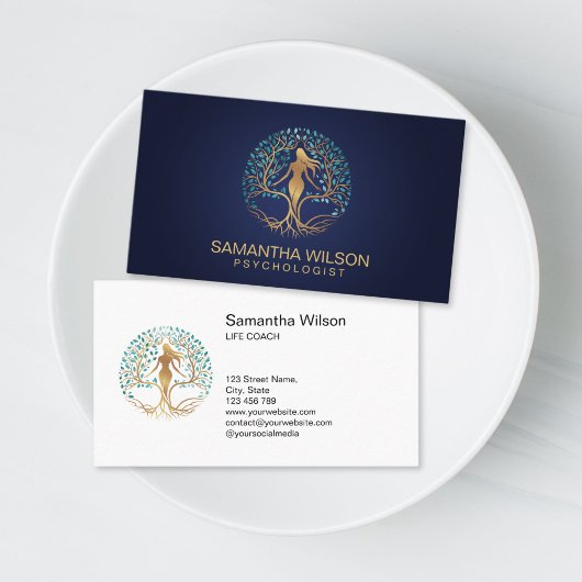 Psychologist Therapist Life Coach Tree of Life Visitenkarte